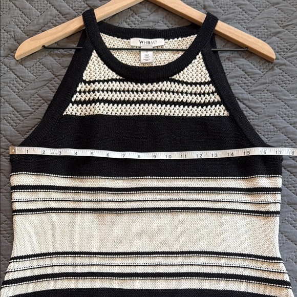 White House Black Market Ribbed Black and Cream Sweater Tank Top - Picture 6 of 12